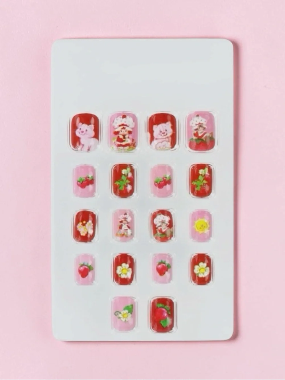 Strawberry Shortcake Press-On Nails 18 —Count Pink Strawberry Design Brand New - Picture 2 of 4